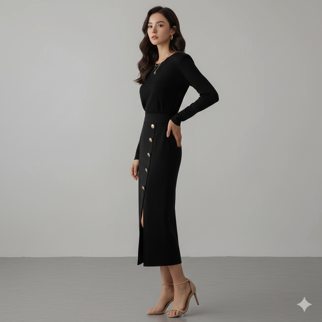 Vestido Midi Clássico Noiré